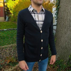Unisex Black Cardigan with Large Cream Buttons